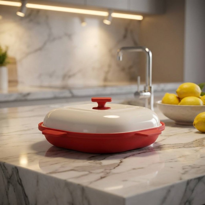Microwave Grill for Steaks - Raised Grid Pattern for Draining Excess Oil