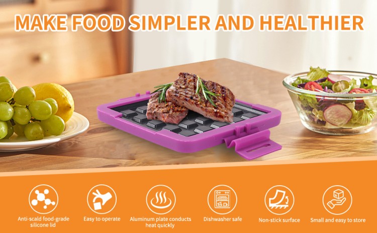 HeMaSe microwave toaster grill tray side view - food-grade silicone shell with non-stick coating, OEM factory direct