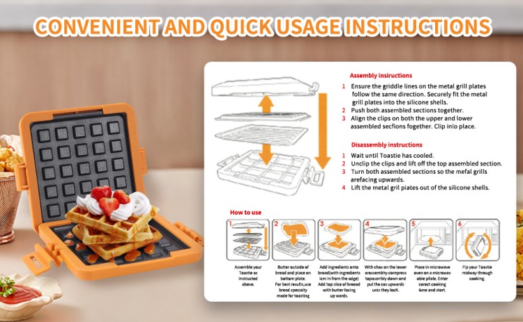 HeMaSe waffle microwave toaster tray use demo - preparing crispy toast and waffles in microwave oven